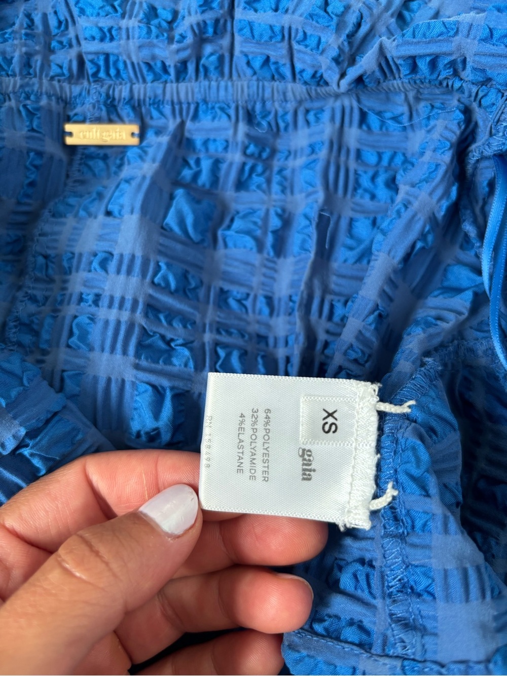 cult gaia cobalt blue off shoulder crop top xs View 3